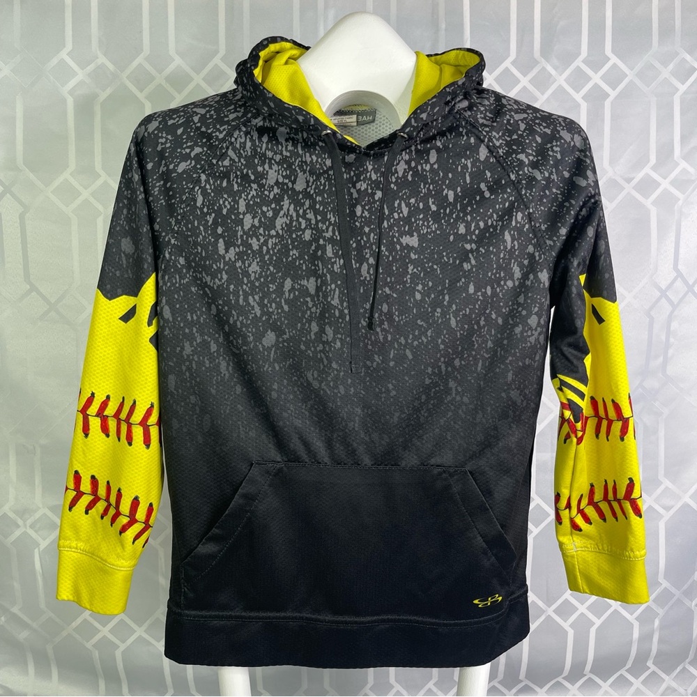 Boombah Youth Boys size YL Yellow & Black Baseball/Softball Hoodie Pullover